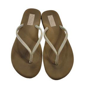 Flojos metalic brown and gold flip flop 10" size 8 beach vacation summer pool
